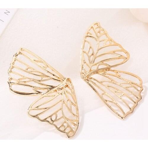 Big Hollow Butterfly Wing Earring For Women Girls Alloy Large Wing Stud Earring Statement Fashion Party Jewelry Dropship