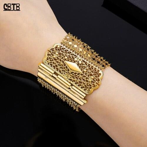 Geometric Hollow Wide Metal Cuff Bracelet Bracelet for Muslim Islamic Womens Fine Jewelry for Arabian Turkish Wedding Event