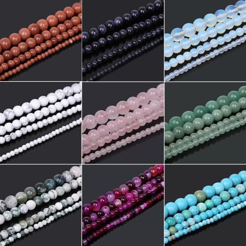 New Fashion 4 6 8 10mm Natural Stone Beads Black Lava Tiger Eye Bulk Loose Stone Beads For DIY Jewelry Making Bracelet Necklace