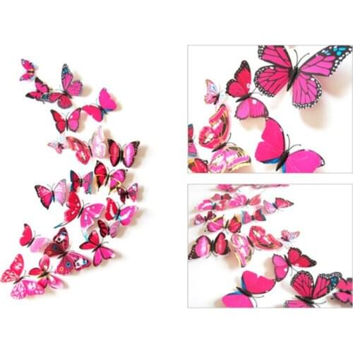Color 3D Butterfly Wall Sticker 12 Pack Magnet Fridge Stickers Wall Sticker Bedroom Decoration Sticker Home Decoration Art