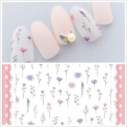 SunFlower Elegant Florals Leaves Water Marble Moon 3D Nail Art Transfer Stickers Nail Design Nail Accessories for Nail