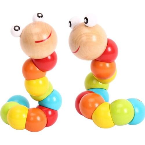 Children 3 Years Old and Above Changeable Wood Twister Caterpillar Infants and Young Children 12 Educational Toys Lego Figures