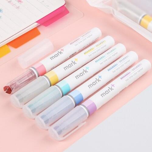 1pc JAPAN KOKUYO Mark+ Candy Color Two Nib Fluorescence Pen Creative Highlighter Pen Marker Pen School Supplies