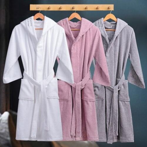 Home Hotel Men Bathrobe Winter Male 100%Cotton Terry Towel Warm Dressing Mens Soft Long Bath Robes Wedding Bridesmaid Robe
