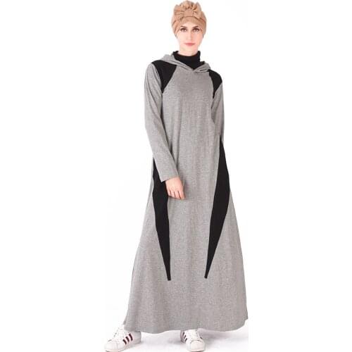 Cotton Abayas Hooded Dresses Casual Patchwork Long Dress Arab Full Length Caftan Turkey Middle East Muslim Women Dress