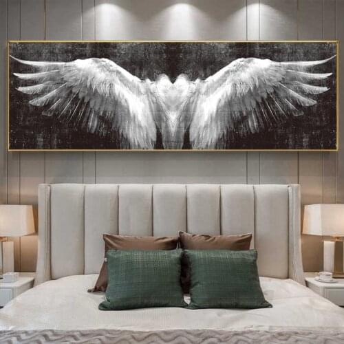 Black and White Angel Wings Canvas Painting Posters and Prints Vintage Abstract Wings Art Pictures for Living Room Decor
