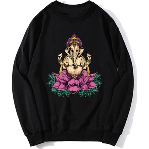 Yoga Hoodie Ganesh Sacred Geometry Ganesha Yoga Top Spiritual Yoga Wear Hare Krishna Buddhist Meditation Hoodies