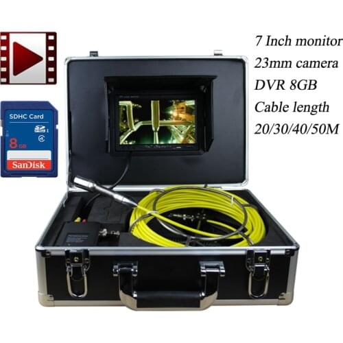 Pipe Inspection Camera 20/30/40/50M, Sewer Camera with DVR 8GB sd Card Drain Industrial Endoscope IP68 8500MHA Battery