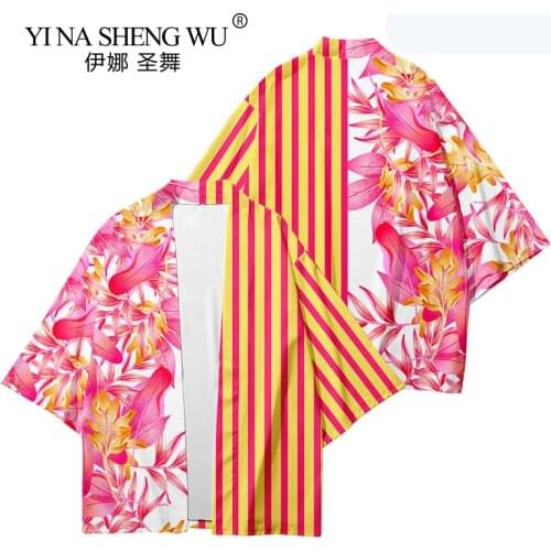 Men Japanese Kimono 5 Style Printed Cardigan Japanese Traditional New Kimonos Beach Loose Casual Shirt Asian Cosplay Coat Yukata