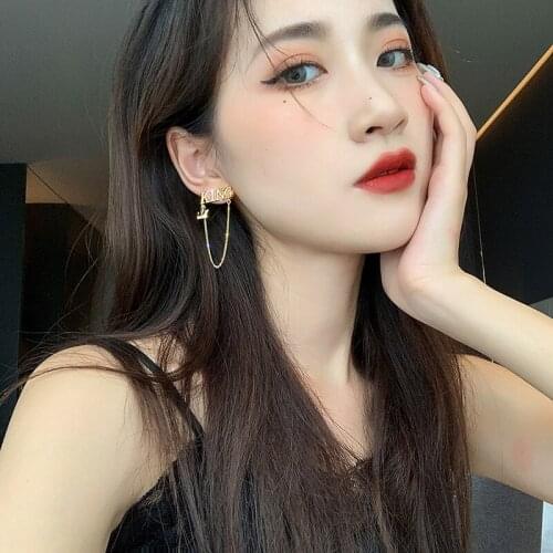 Korean Fashion New Stud Earrings For Women Trendy Girl Sweet OL Geometry Crystal Letter Personality Earrings Jewelry Accessories