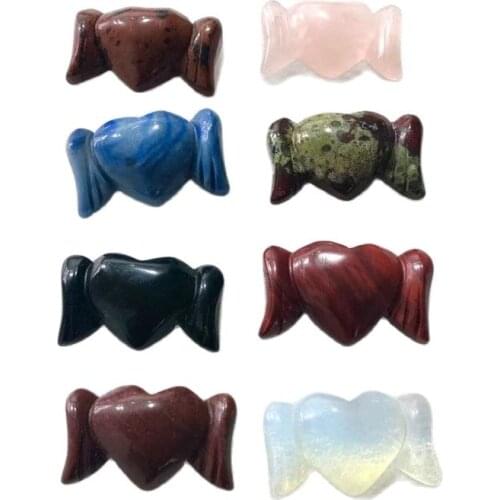 Crystal Crafts Angel Wings Heart Stone Quartz Crystal Natural Rose for Wedding Gift Feng Shui Home Decoration Polished