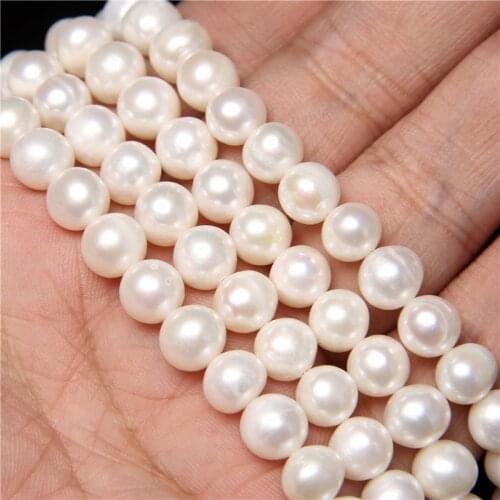 Natural 8-9mm Round Freshwater Pearl Beads For DIY Bracelet Necklace Jewelry Making White Pearl Beads High Quality 14" Strand
