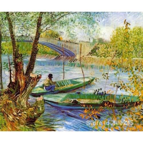 Best Art Reproduction Fishing In Spring Vincent Van Gogh Painting for sale hand painted High quality