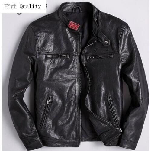 Fashion Genuine Leather Jacket Men Clothes 2020 Streetwear Mens Autumn Sheepskin Coat Casual Slim Fit Moto Jackets LW1219