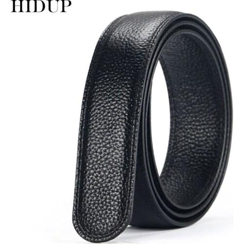 HIDUP Mens Nice Quality Genuine Leather Belt Automatic Model Soft Black Belts Strap Only 3.5cm Wide Without Buckles WJ18026