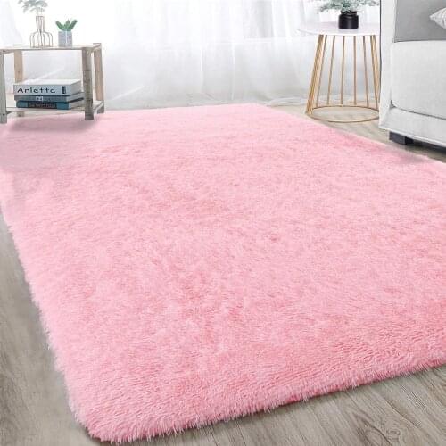 Soft Indoor Fluffy Shag Fur Area Rug Living Room Carpet Shag Furry Rug Rectangle Fluffy Bedside Rug Modern Plush Nursery Carpet