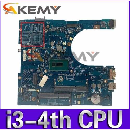 Original Laptop motherboard For DELL Inspiron 15 5458 5558 5758 I3-4030U Mainboard CN-0W45H6 0W45H6 AAL10 LA-B843P SR1EN