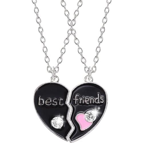 2 Piece Set Good Friend Necklace Heart-shaped Stitching Alphabet Pendant Fashion Men And Women Valentines Day Jewelry Gift Hot