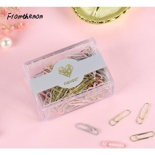 Pink Series Paper Clips Gold Grey Pink Cute Color Metal Clip Office Accessories Business Gift Stationery School Supplies