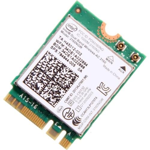 Brand new Intel 3160AC NGFF interface Dual Band Wireless card 4.0 Bluetooth 3160 NGW 300Mbps 802.11ac