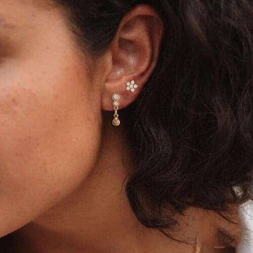 WTLTC Chic Tiny Hammered Coin Drop Earrings for Women 925 Sterling Sliver Waterdrop Earrings Vintage Hanging Small Post Earrings