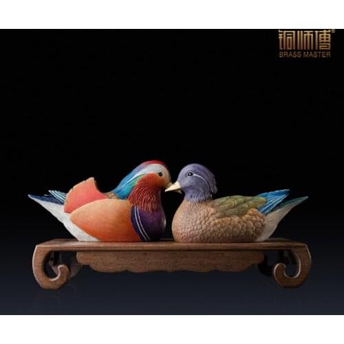 High Quality Mandarin Ducks With Love Statue Home Decoration Europe Style Brass Copper Craft Furnishing Articles Free Shipping