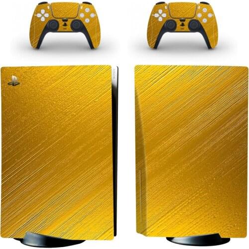 Yellow Style PS5 Disc Edition Skin Sticker for Playstation 5 Console & 2 Controllers Decal Vinyl Protective Skins Style 1
