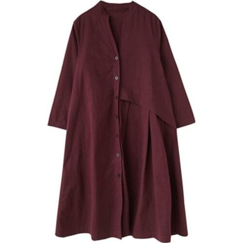 2020 Womens Overcoats Autumn Thin Coats Fashion Loose Ladies Long Trench Coat Vintage Large Size Female Windbreaker Button N561