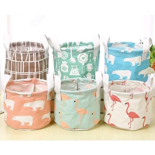 1PC Storage Bag Cotton Linen Debris Storage Basket Desktop Storage Clothes Collection Basket For Toys makeup organizer OK 0460