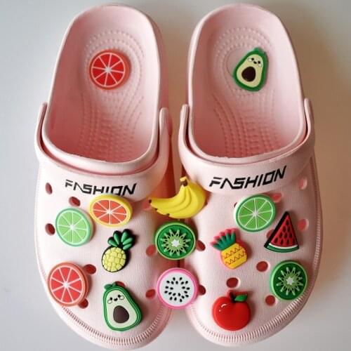 10PCS New Shoe Charms Soft PVC Fruits Accessory Shoe Buckles Fit Bracelets Avocado Pineapple Kiwi Croc Kids Best Gifts