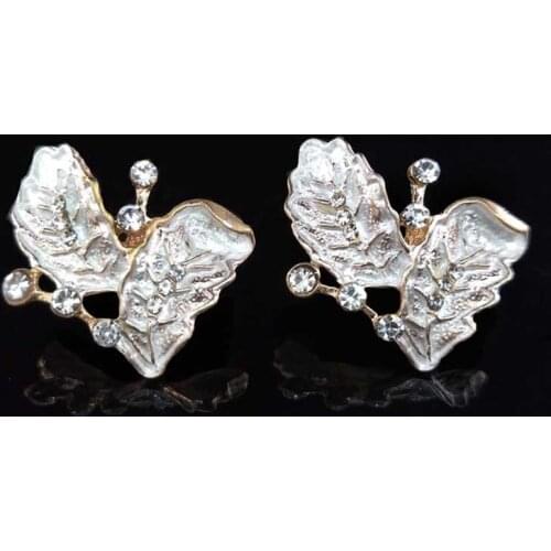 2019New 50Pcs Thin Coated Rhinestone Leaf Metal accessories or Antique Hair Bridal Headdress Flower Accessories HZ531