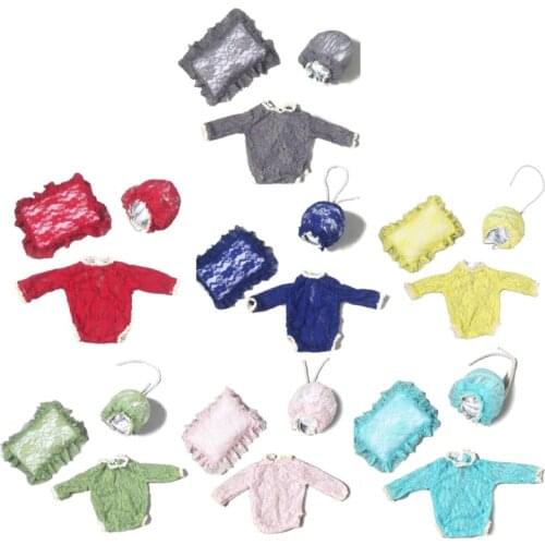 3 Pcs Newborn Photography Props Outfit +Pillow Set Girls Clothes Shooting Photo Q1FE