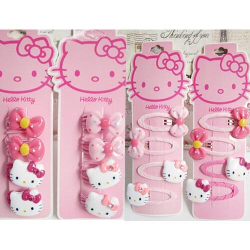 4pcs Sanrio Hello Kitty Childrens Hairpin Hair Rope Rubber Band Hair Accessories Bow Hair clip girl kid hair ring