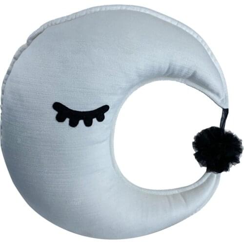 White Velluto Moon Velvet Decorative Pillow