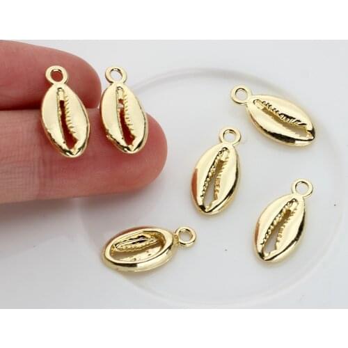 Zinc Alloy Golden Mini Shells Connect Charms 8*17mm 10pcs/lot For DIY Bohemia Necklace Jewelry Making Finding Accessories