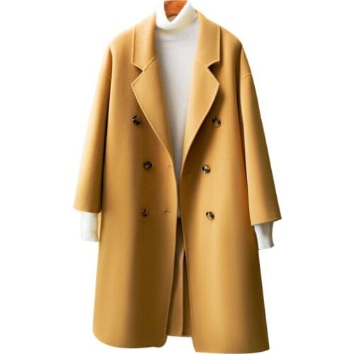 Sheep and onion double-sided wool coat womens middle and long style 2021 autumn and winter new high-end leisure