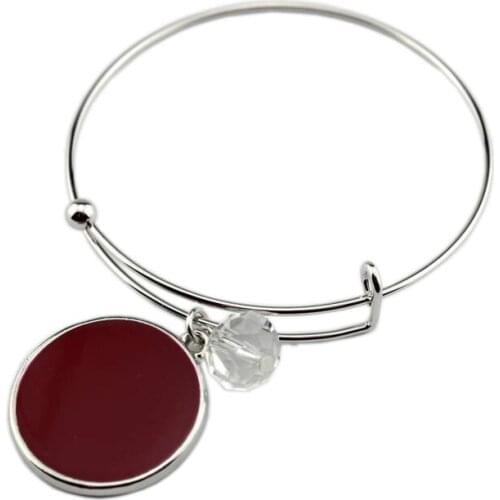 Fashion 2018 Adjustable Wire Enamel Disc Blank Monogram Bracelets For Women Gold Cuff Bangles Femme Wholesale