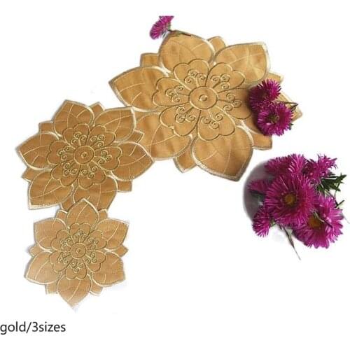 Round embroidery table place mat cloth lace satin Christmas placemat Cup mug holder trivet coaster doily pad kitchen tableware