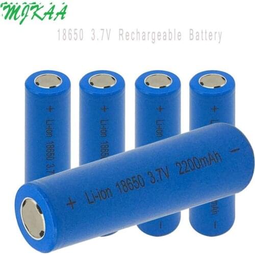 MJKAA 4/6pcs Icr18650 Lithium Blue 2200mah 3.7 V Li-ion Rechargeable Flat Top Batteries