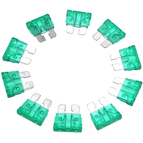 Mayitr 10Pcs/set 30A Car Fuse Color Coded Standard ATO/ATC Blade Fuse Universal for Auto Car Truck Boat