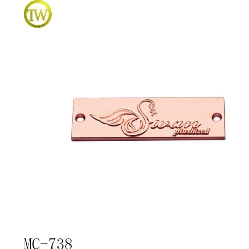 MC775 Garment rose gold emboss metal Logo label Metal Name Tags for scraft