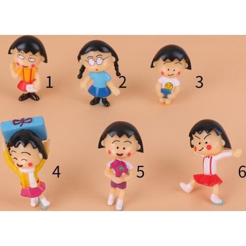 Cute Kawaii Chibi Maruko Chan Cartoon Miniature Figurines Toys Kids Toy Japan Anime Children Action Figure Cake Decoration