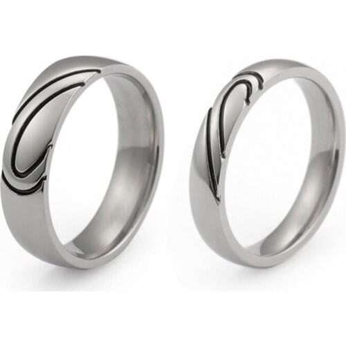 Trendy Best Engagement Ring Stainless Steel Heart Ring Couple Lover Wedding Rings Men Women Jewelry Bridal Statement Rings