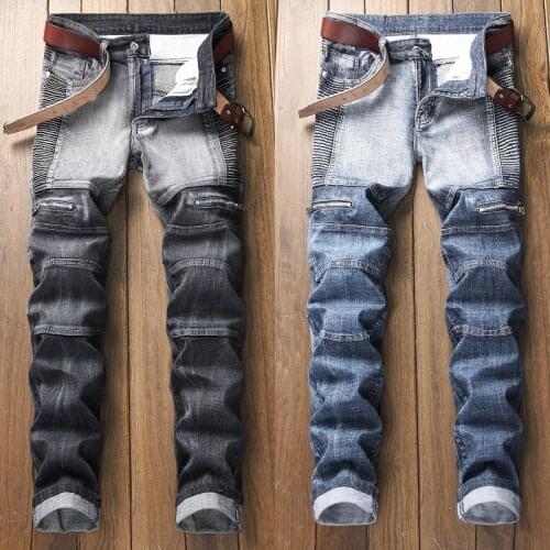2021 Men’s Slim-fit Moto&Biker Jeans, Retro Style Distressed Stretch Denim Pants,Street Fashion Casual Jeans,Youth Cool Must