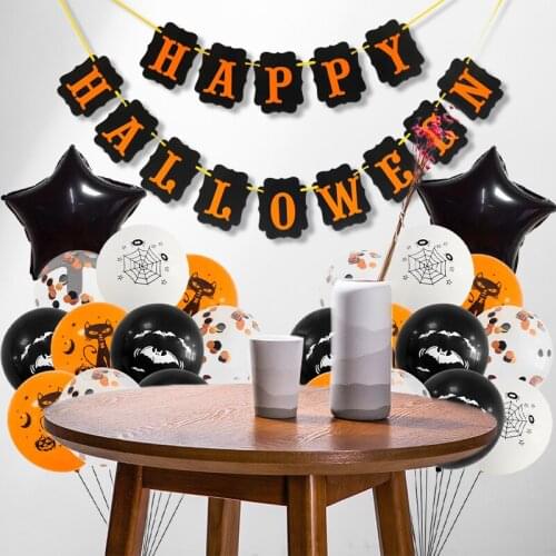 New Halloween Party Flag Decoration Balloon Halloween Bat Pumpkin Theme Inflatable Balloon Cartoon Gift Toy Balloon Decoration