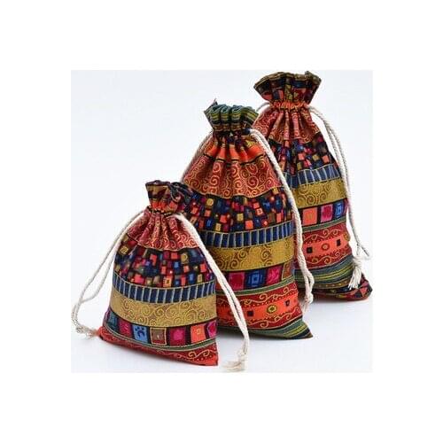 Wholesale ethnic style beam mouth, candy bag storage bag, jewelry coin purse, small cotton bag, sachet bag