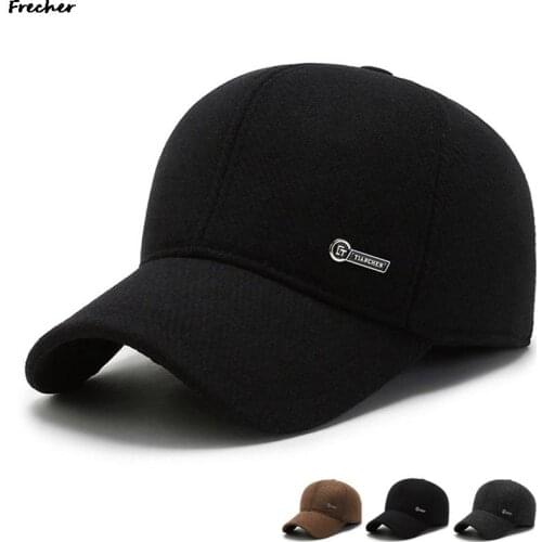 Autumn Winter Letter Printed Baseball Cap Men Winter Hat Wool Feel Adjustable Trucker Cap Thicken Warm Black Grey Snapback Hat