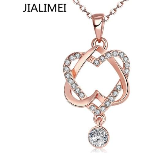2016 High quality New arrival JIALIMEI brand fashion Jewelry Gold Color necklace with zircon for women gift N030