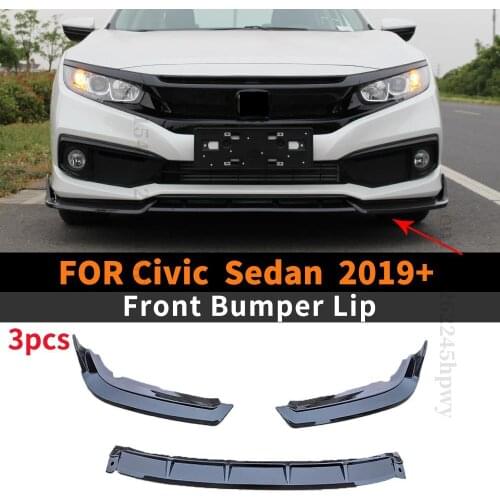 Front Bumper Lip Chin Guard Decoration Tuning Exterior Part Body Kit Diffuser Trim For Honda Civic Sedan 2019 2020 2021 2019