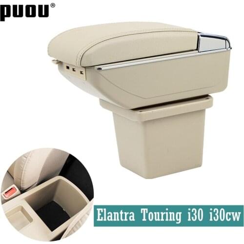 Armrest Box For Hyundai Elantra Touring i30 i30cw 2007-2011 Dual layer Leather Center Centre Console Storage with cup holder ash